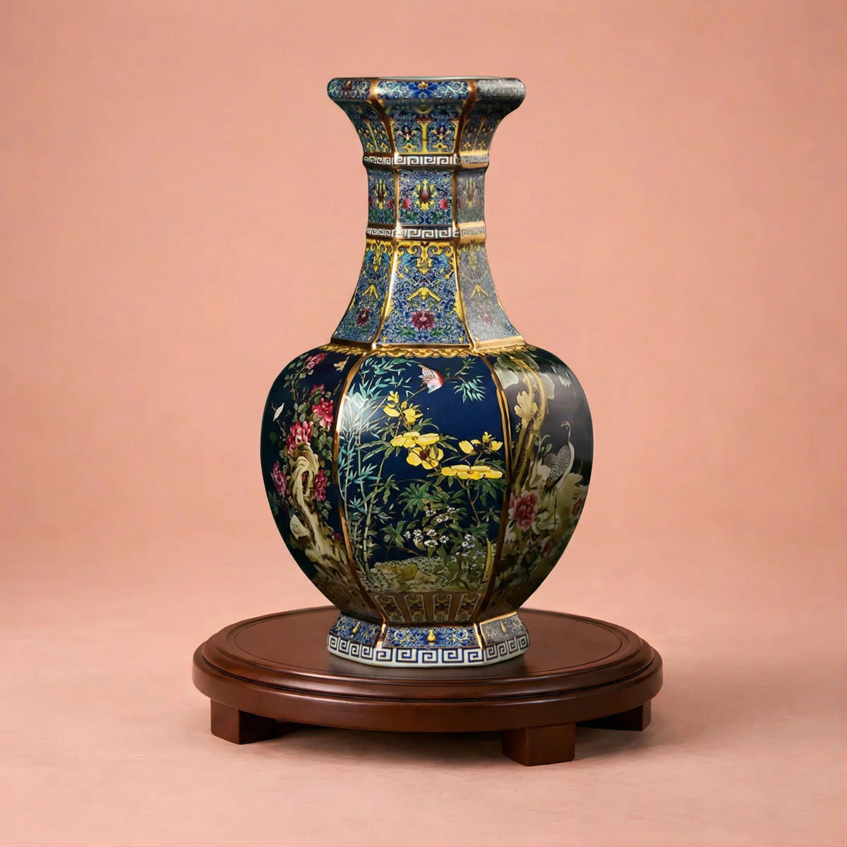 Vase chinois ancien noir en porcelaine émaillée