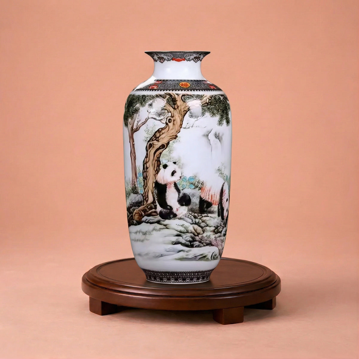 Grand vase en céramique chinois motif panda