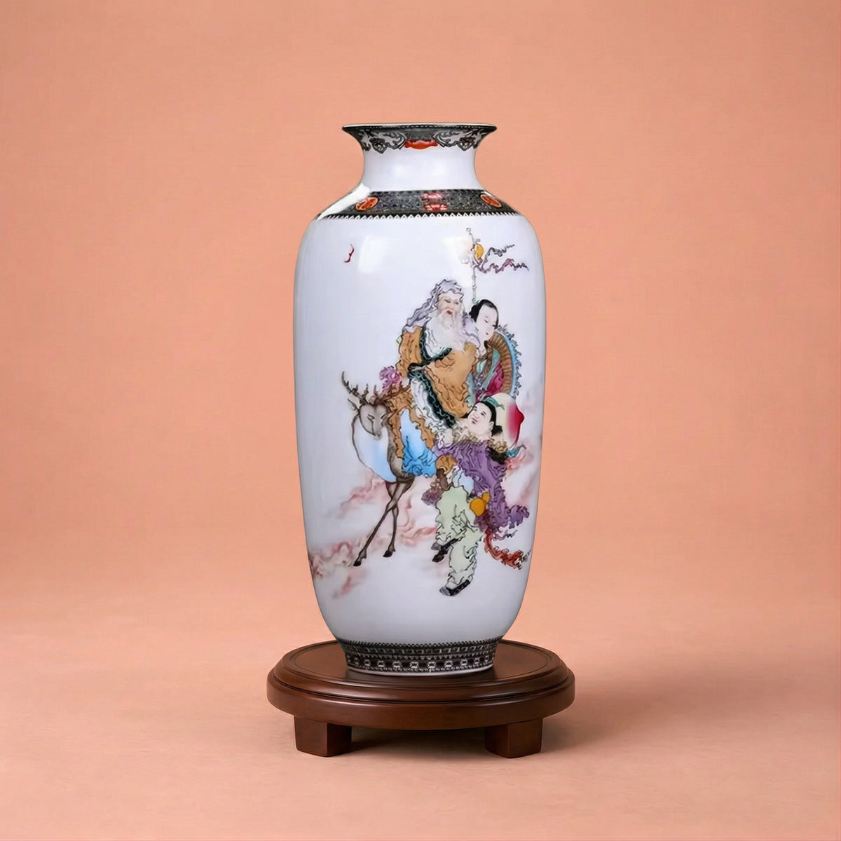Grand vase en céramique chinois scène figurative