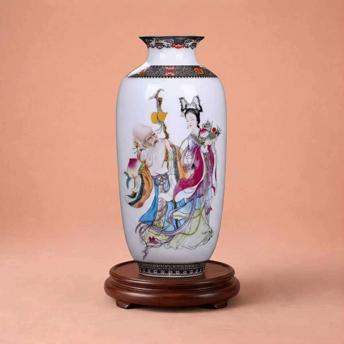Grand vase en céramique chinois scène élégante