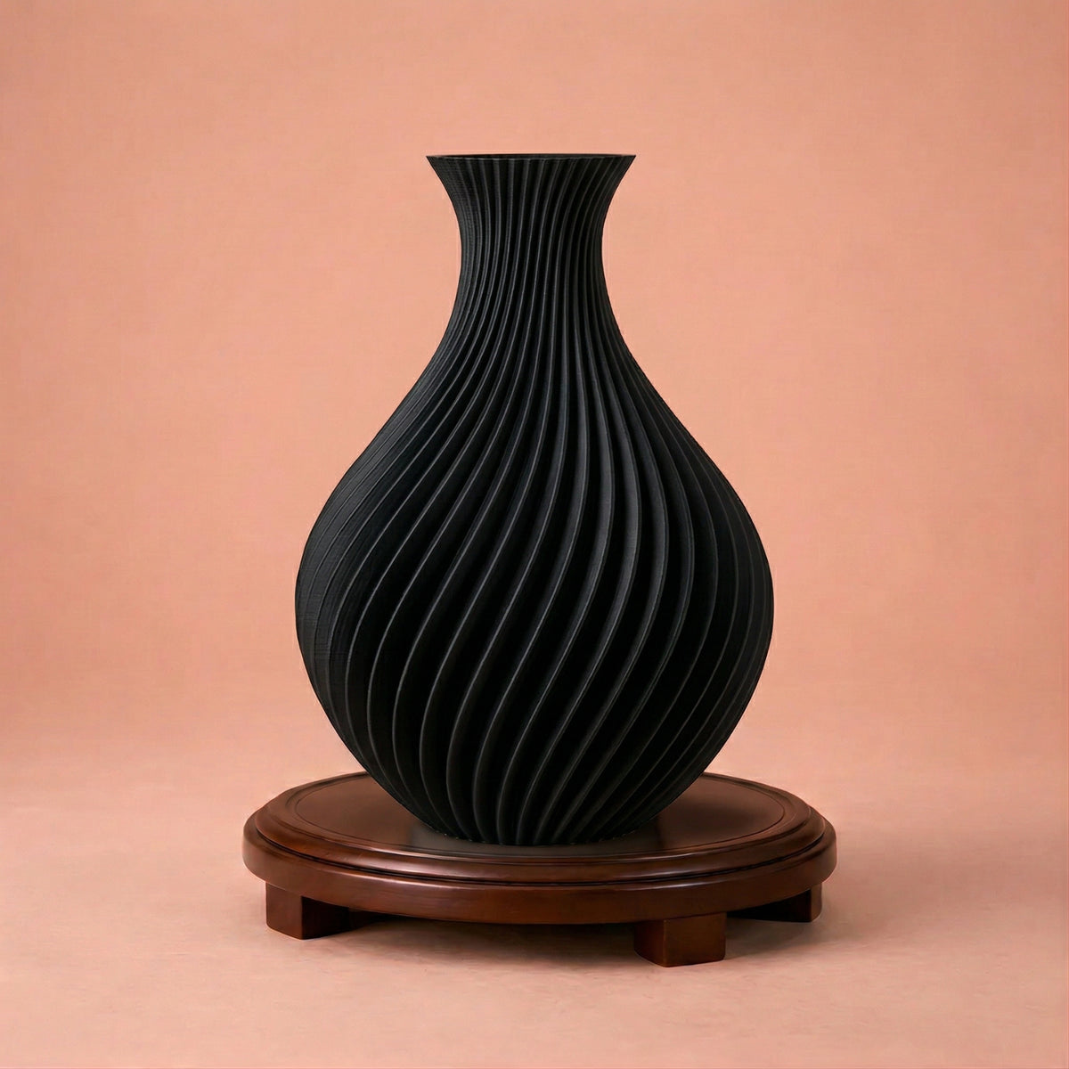 Vase décoratif texturé rétro noir