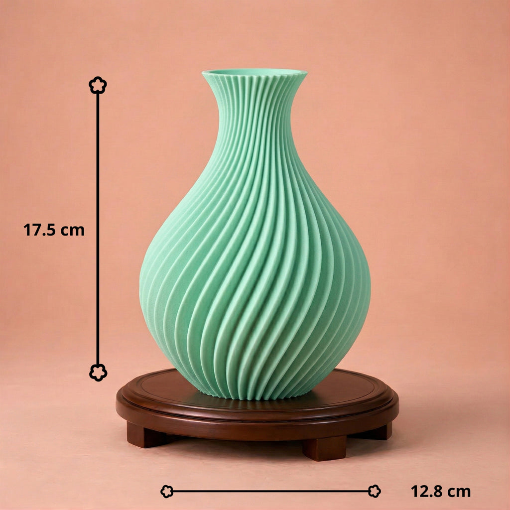 Vase décoratif texturé rétro vert