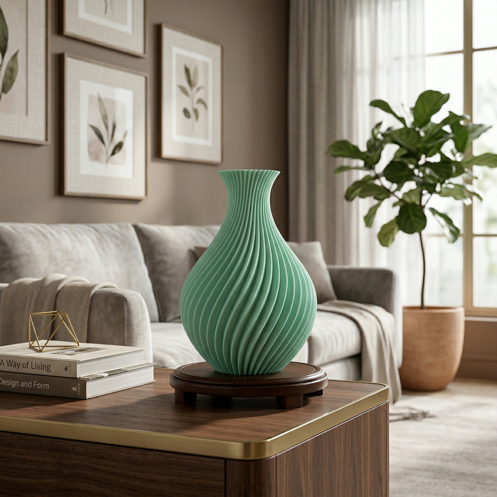 Vase décoratif texturé rétro vert