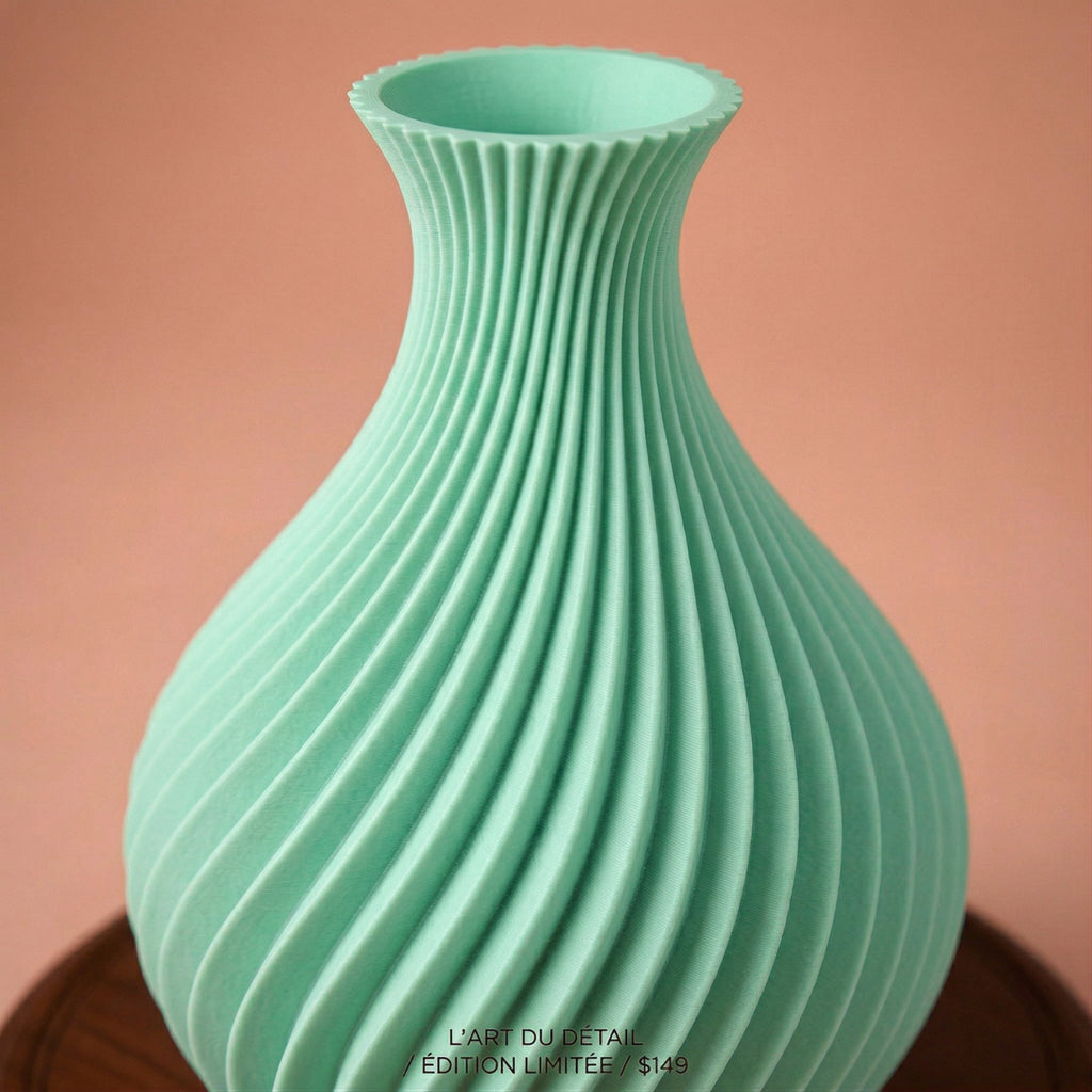 Vase décoratif texturé rétro vert