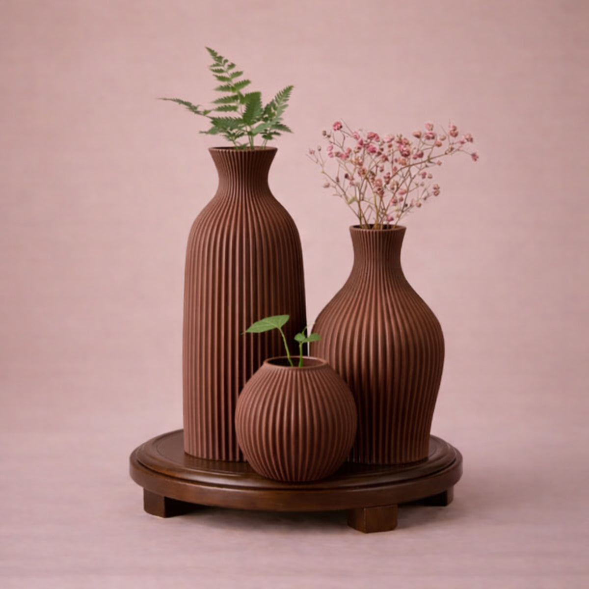 Trio de vases design en plastique