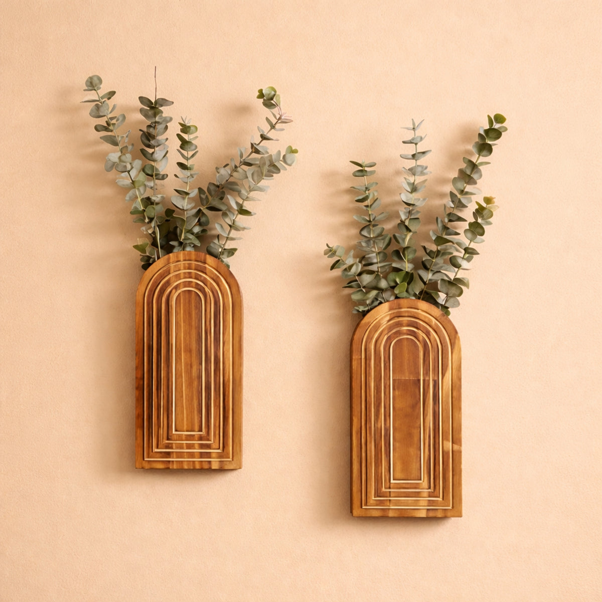 Vase mural bohème en bois (à l'unité)