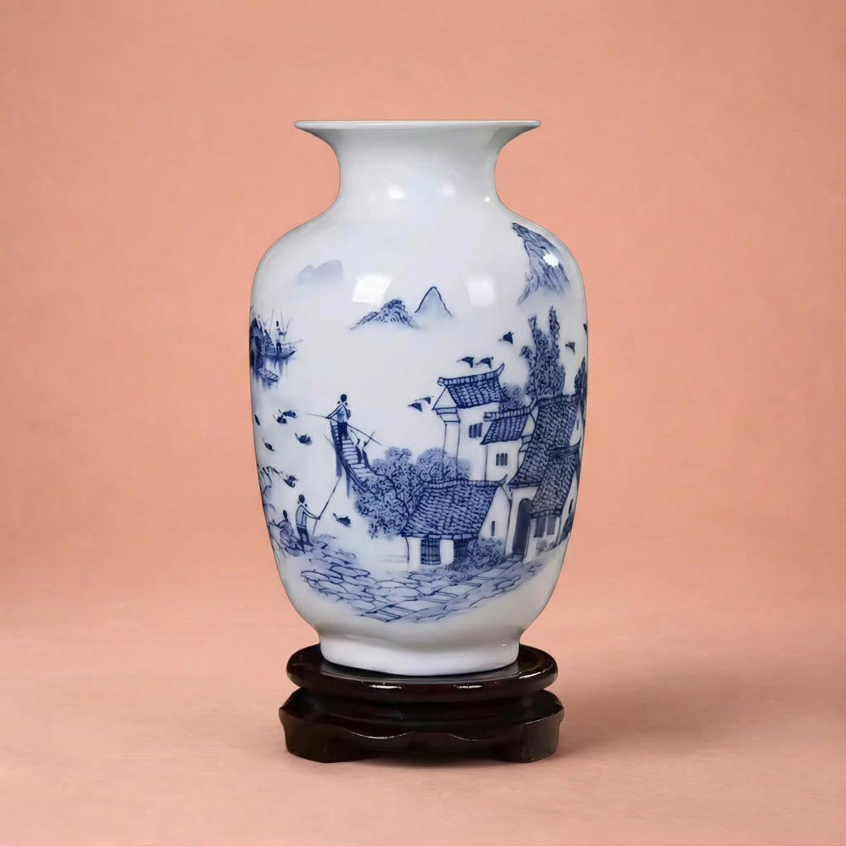 Vase chinois bleu et blanc en céramique et porcelaine