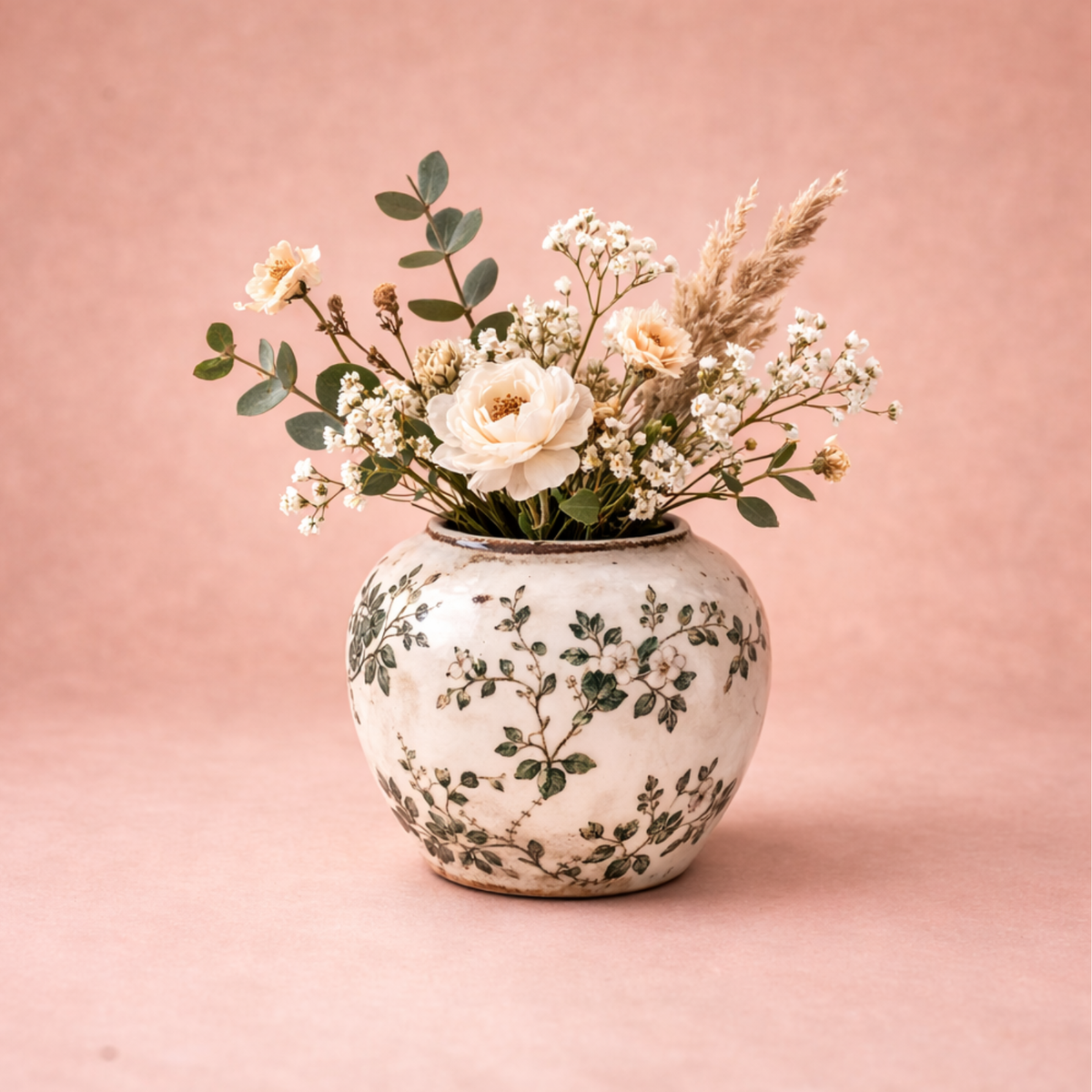 Vase en céramique dessin à fleurs