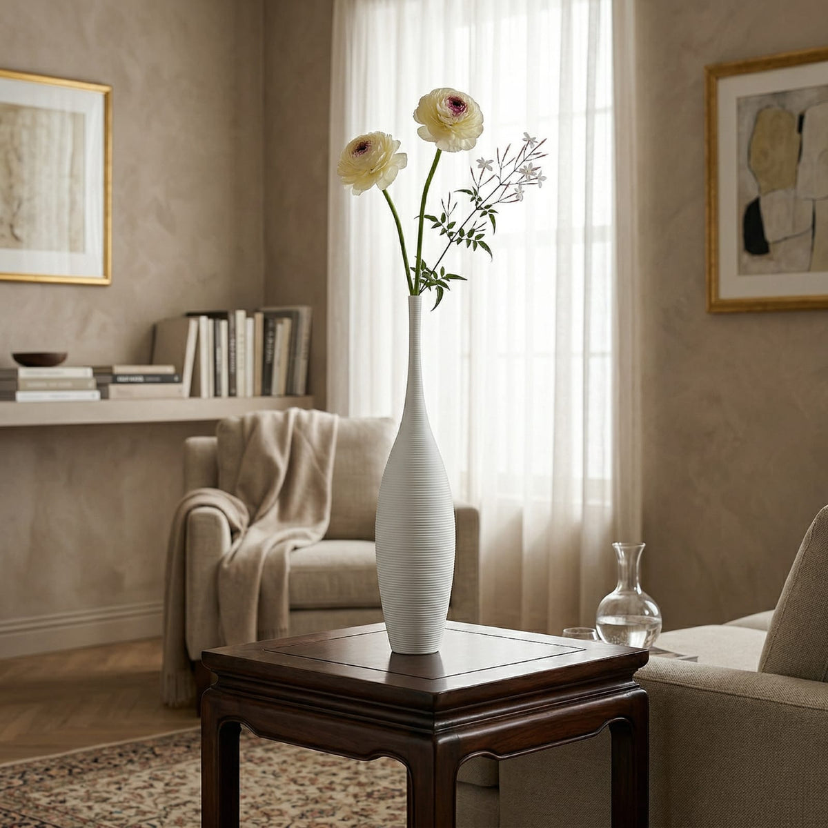 Grand vase blanc design en céramique