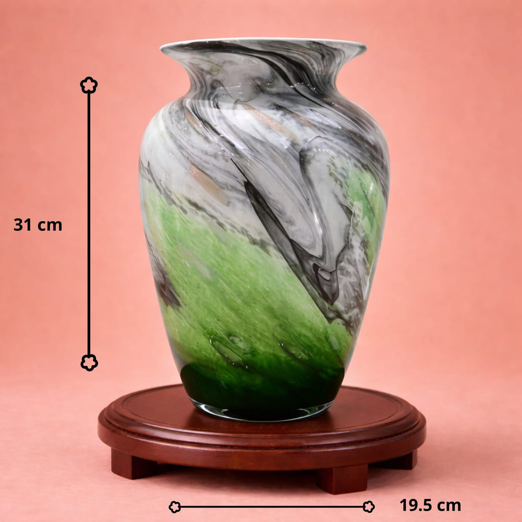 Grand vase chinois vert en verre et cristal de luxe