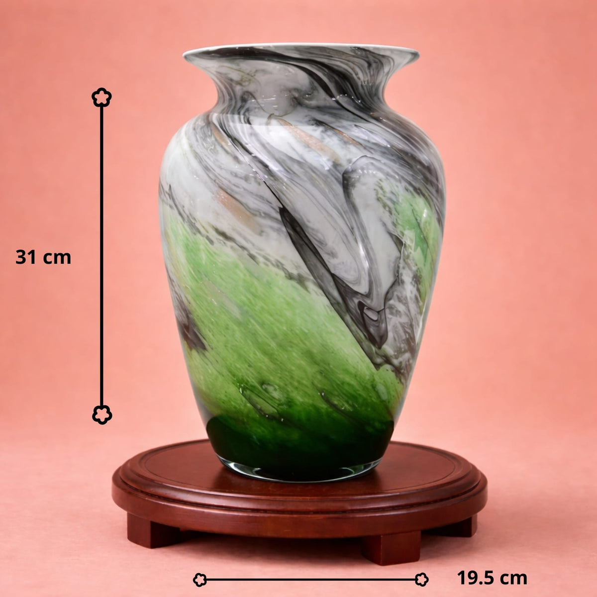 Grand vase chinois vert en verre et cristal de luxe