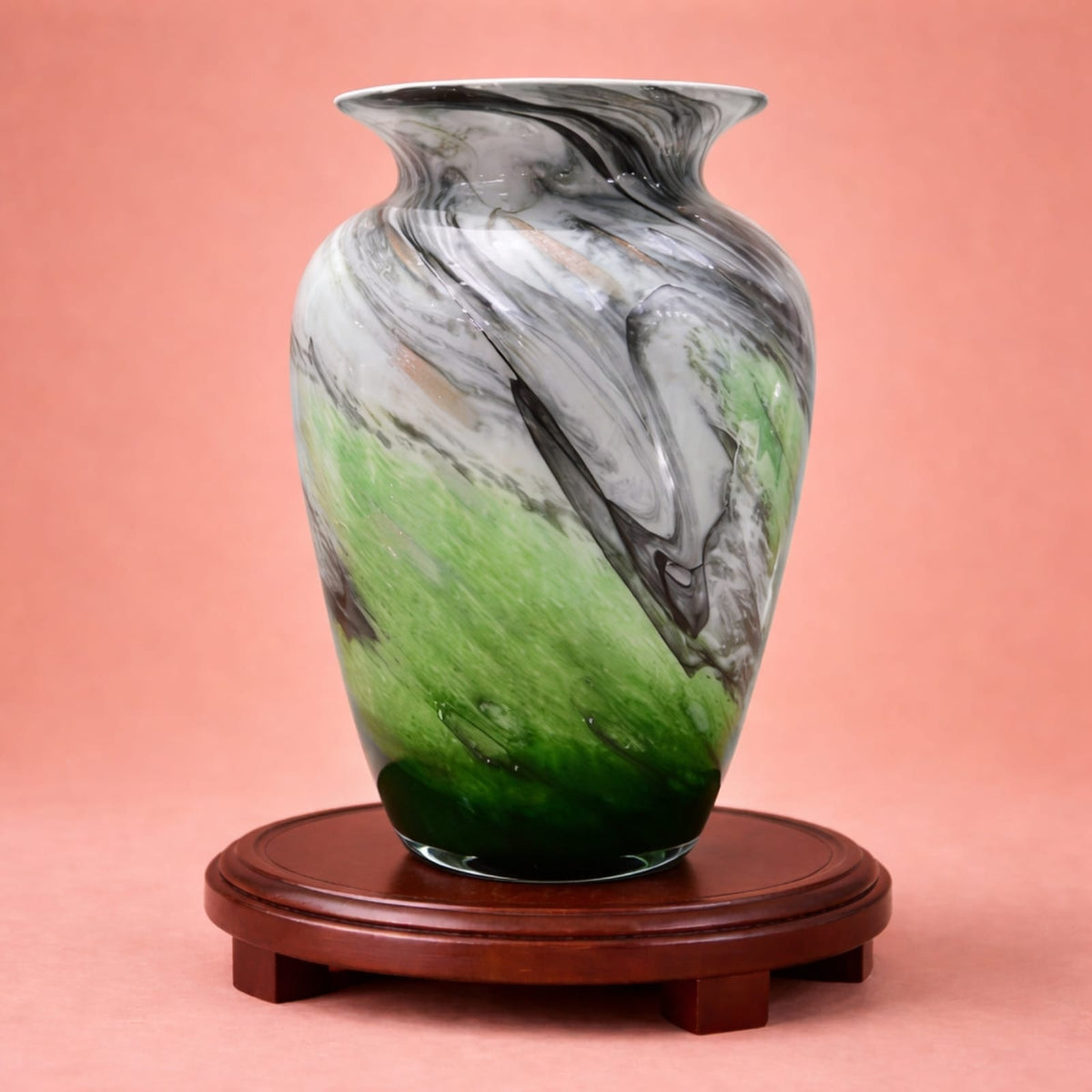 Grand vase chinois vert en verre et cristal de luxe