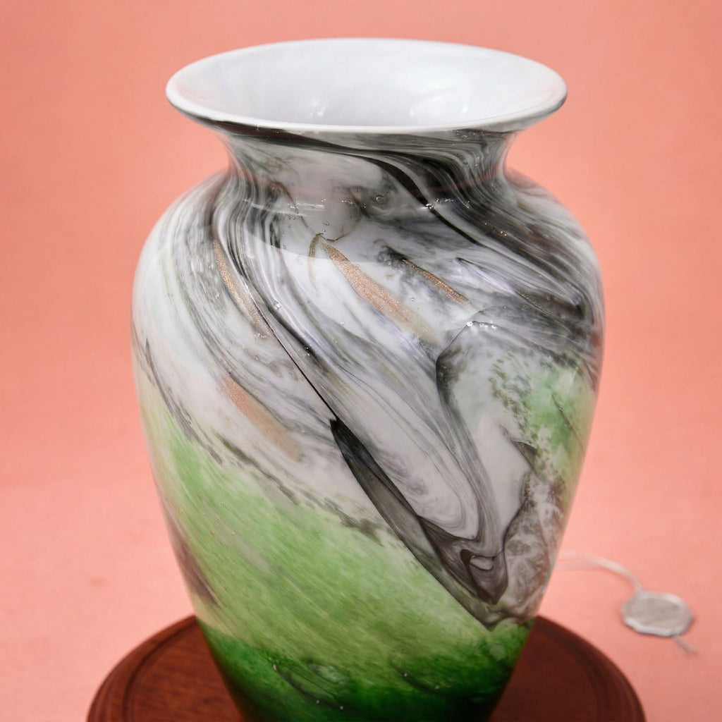 Grand vase chinois vert en verre et cristal de luxe