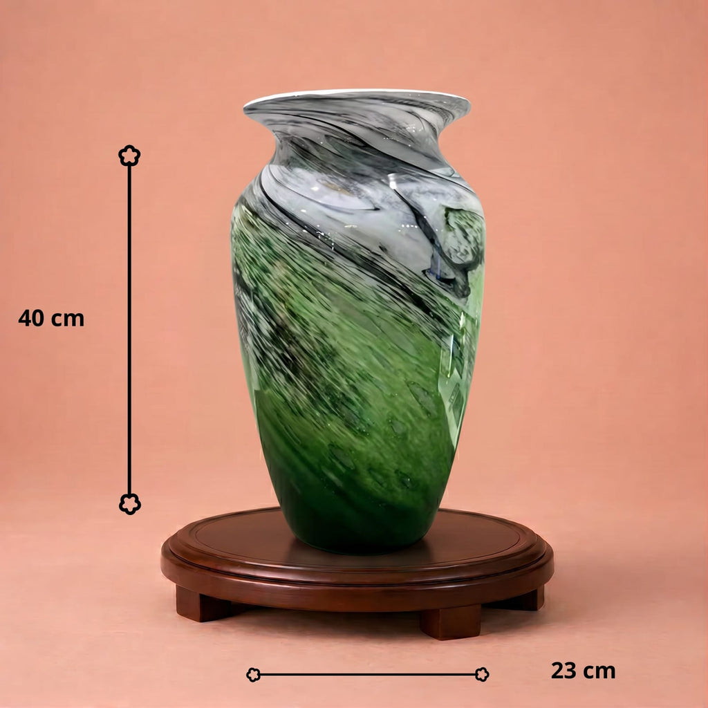 Grand vase chinois vert en verre et cristal de luxe
