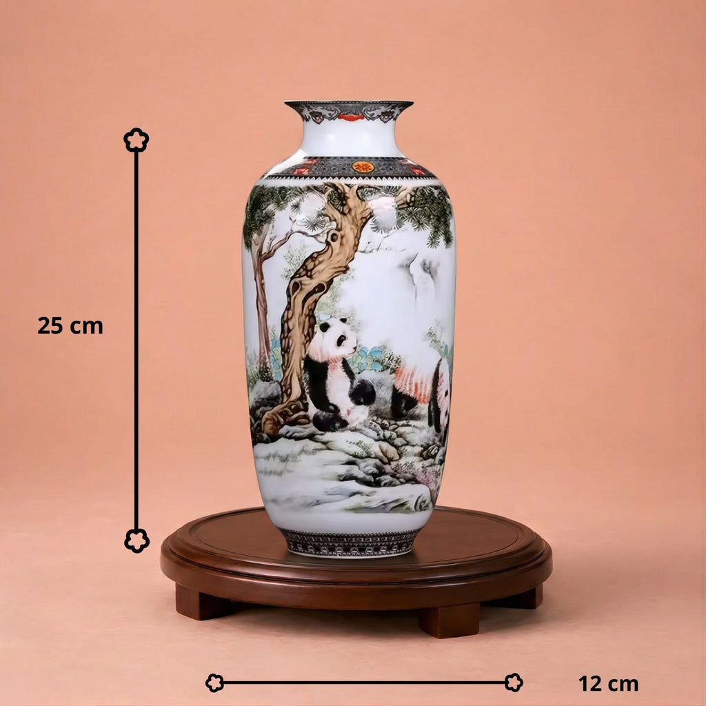 Grand vase en céramique chinois motif panda