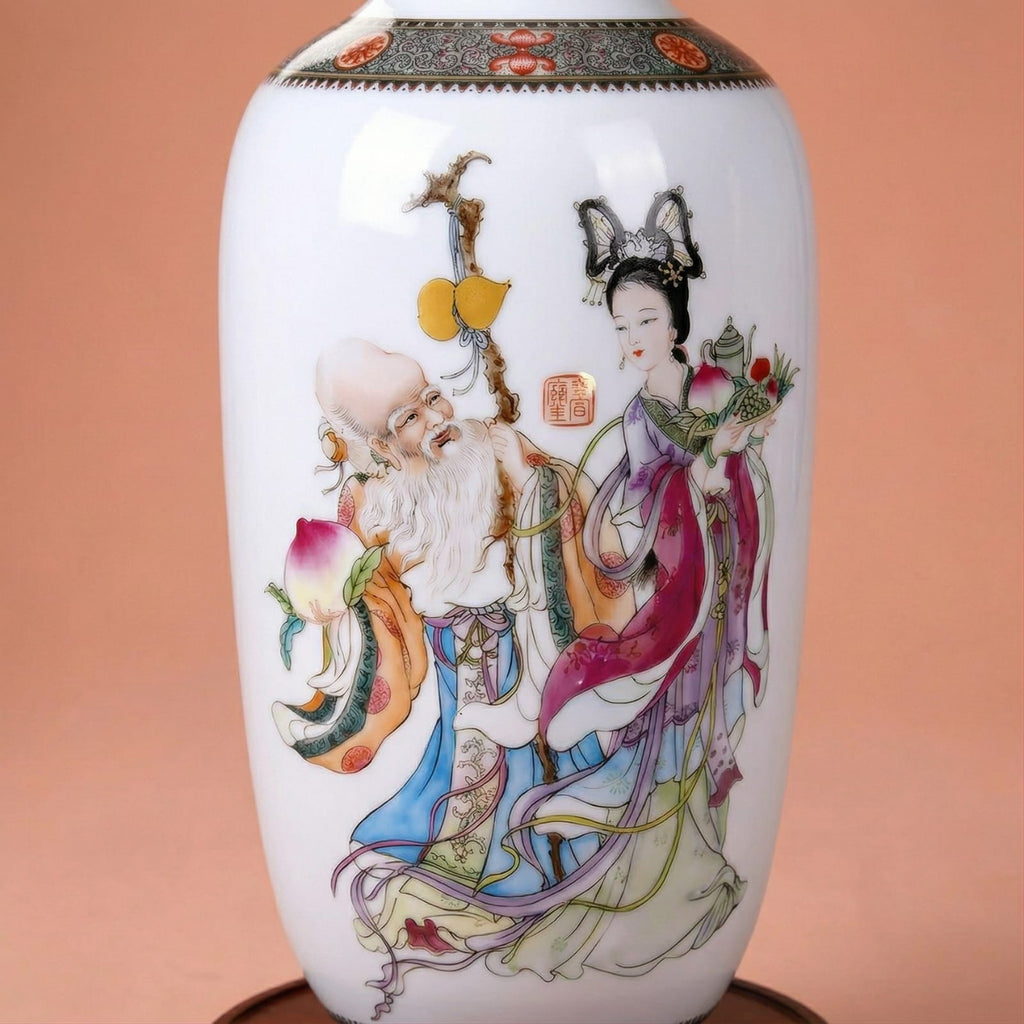 Grand vase en céramique chinois scène élégante