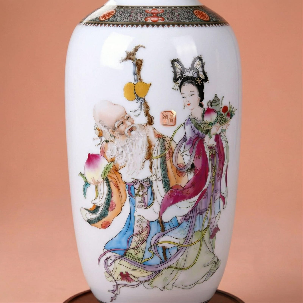 Grand vase en céramique chinois scène élégante