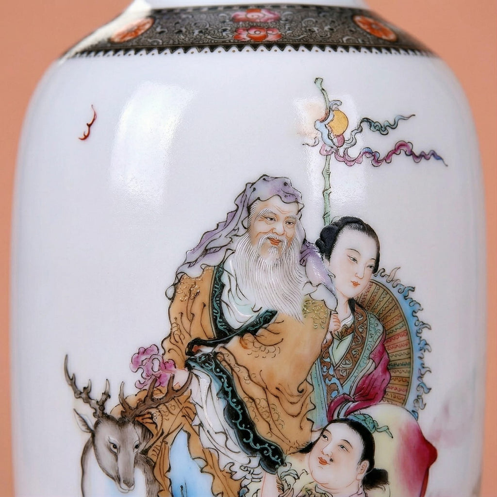 Grand vase en céramique chinois scène figurative