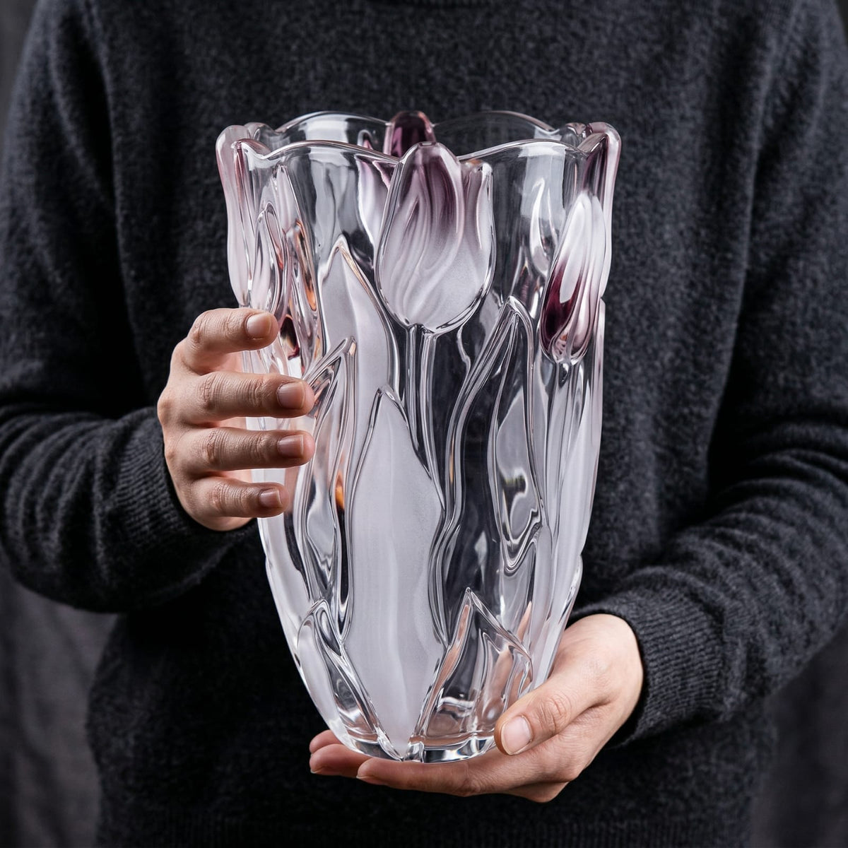 Grand vase en verre de décoration