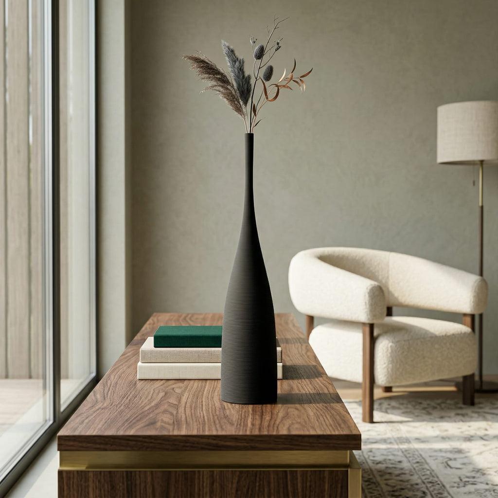 Grand vase noir design en céramique