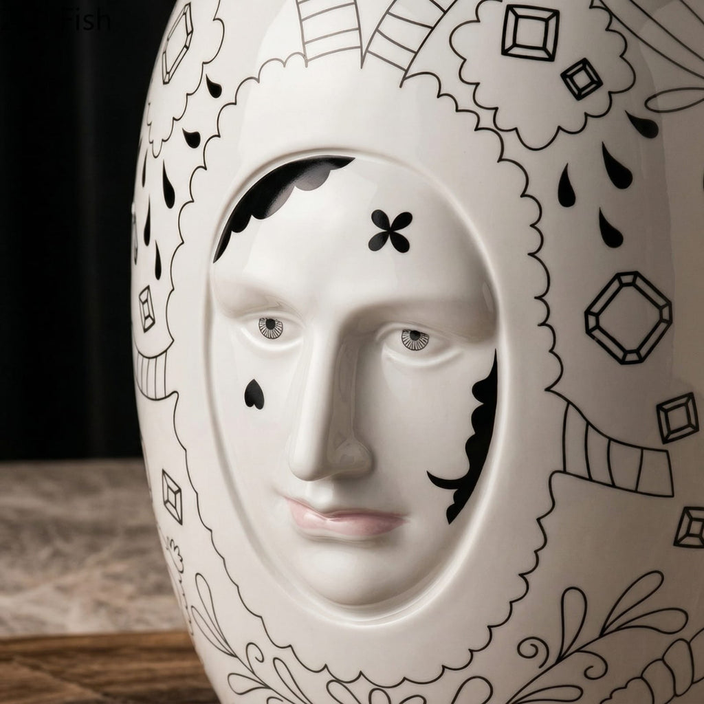 Grand vase visage de décoration intérieur de luxe