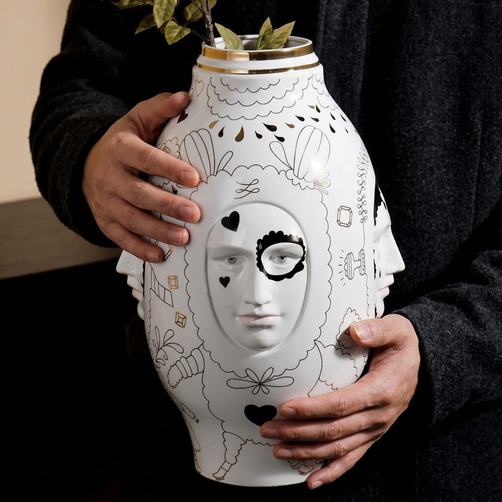 Grand vase visage de décoration intérieur de luxe