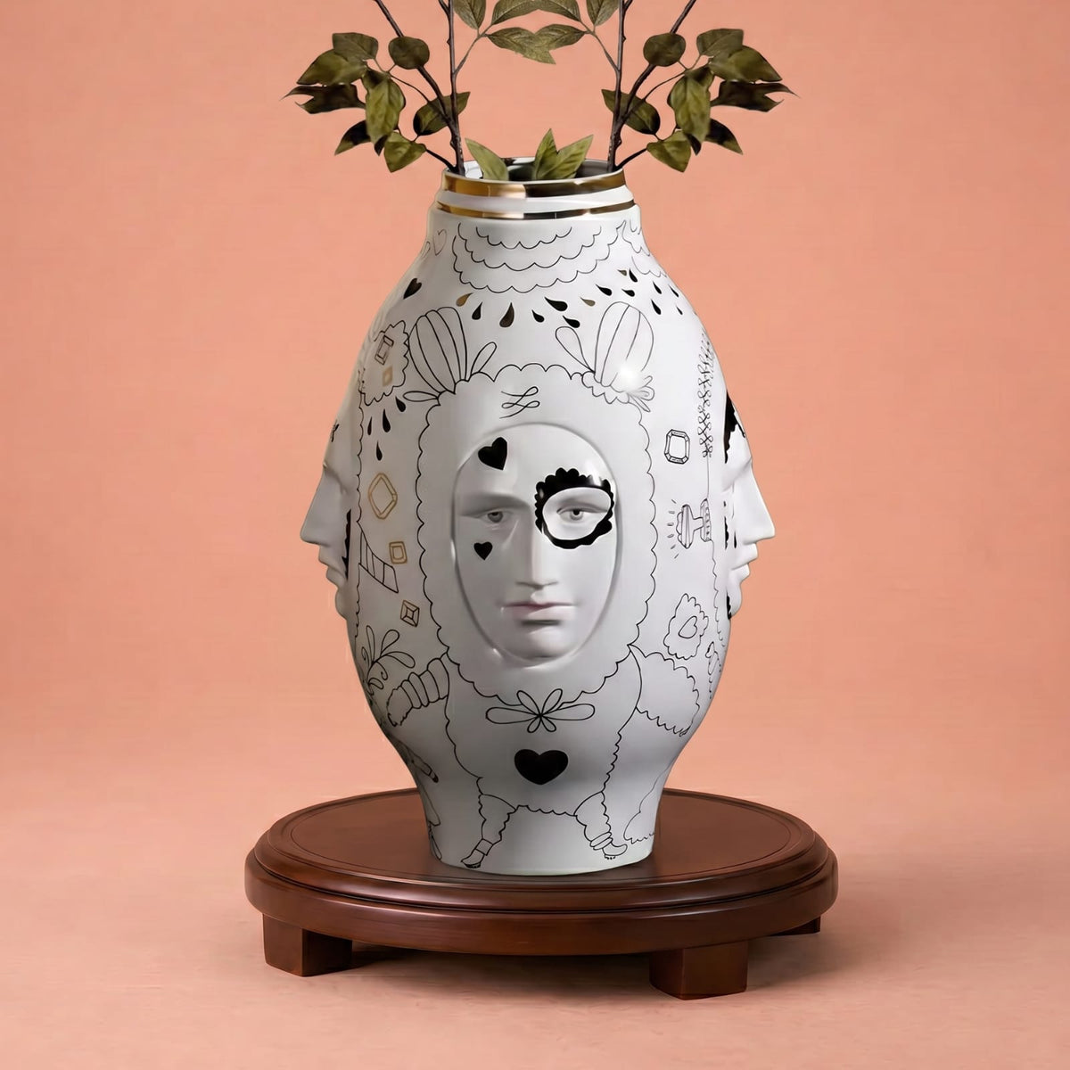 Grand vase visage de décoration intérieur de luxe
