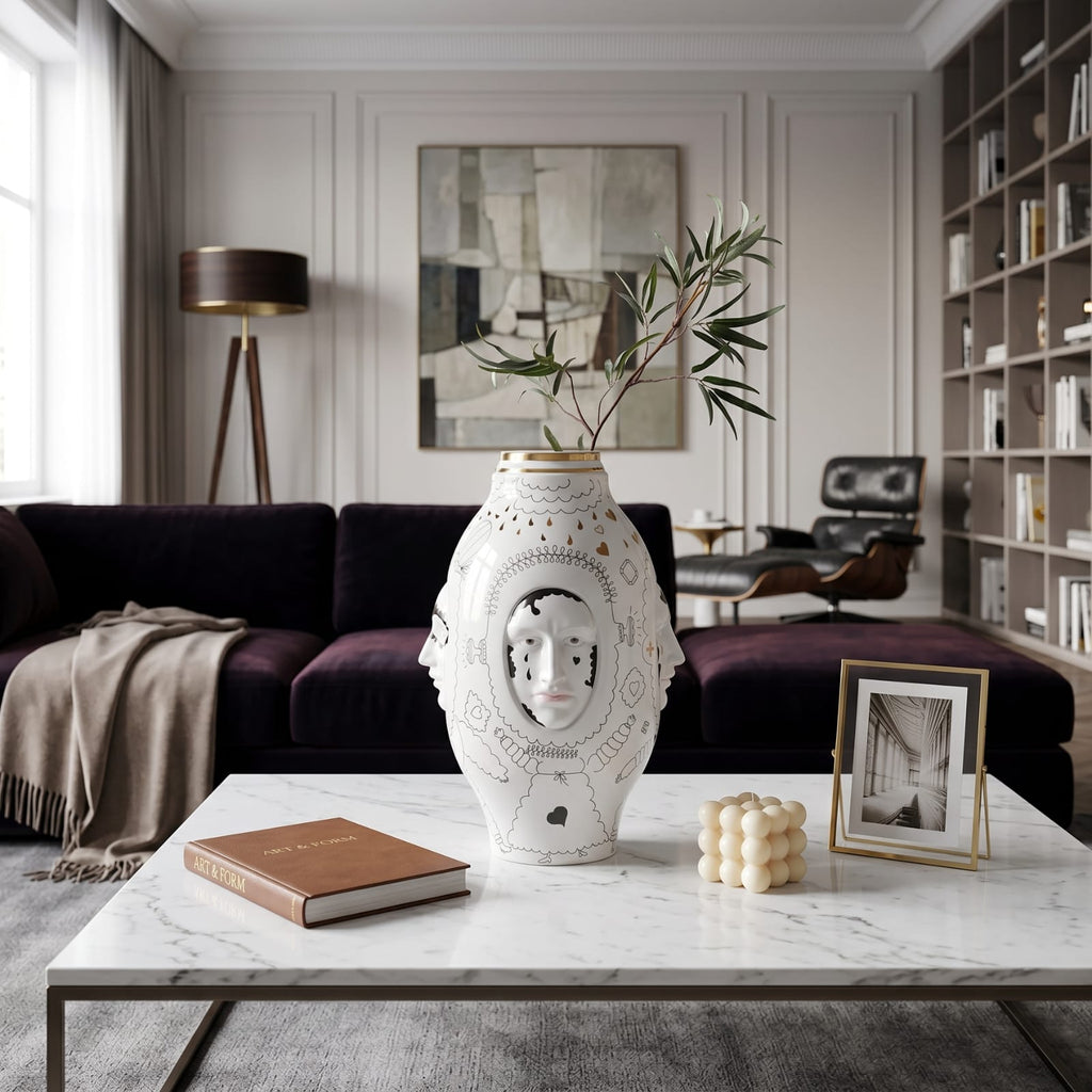 Grand vase visage de décoration intérieur de luxe