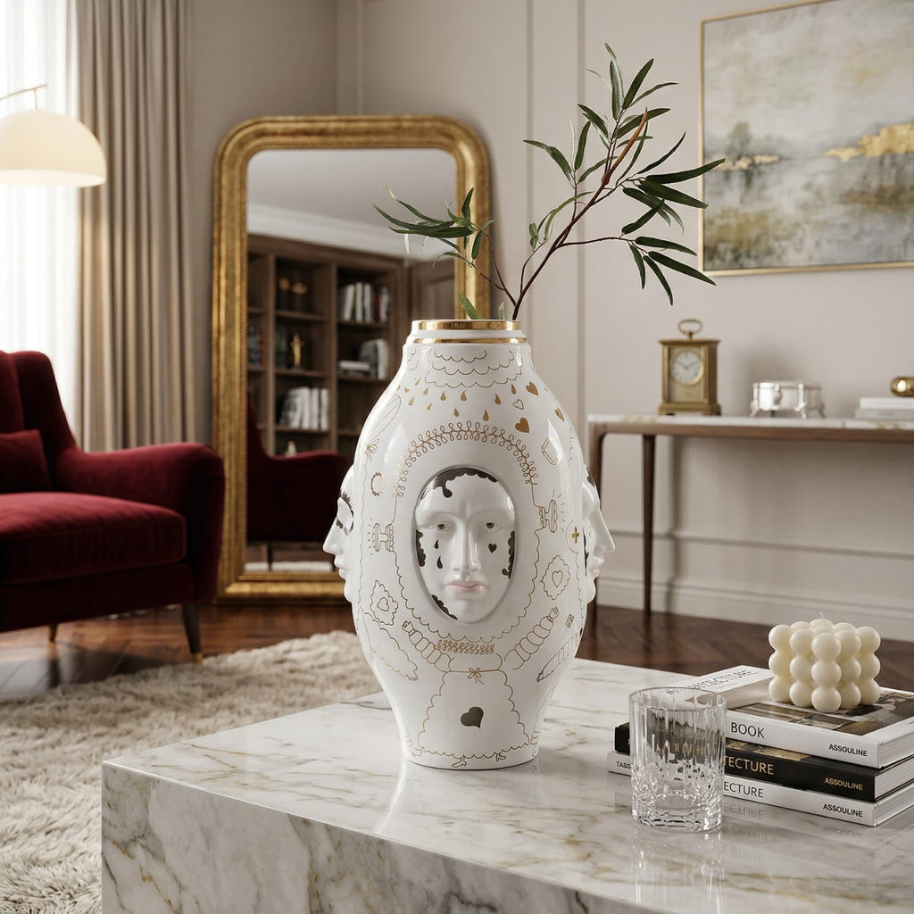 Grand vase visage de décoration intérieur de luxe