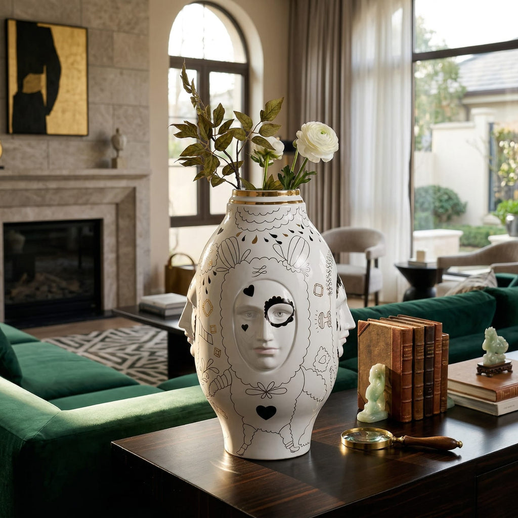 Grand vase visage de décoration intérieur de luxe