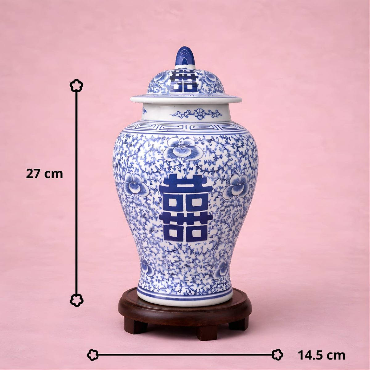 Petit vase chinois bleu en céramique et porcelaine