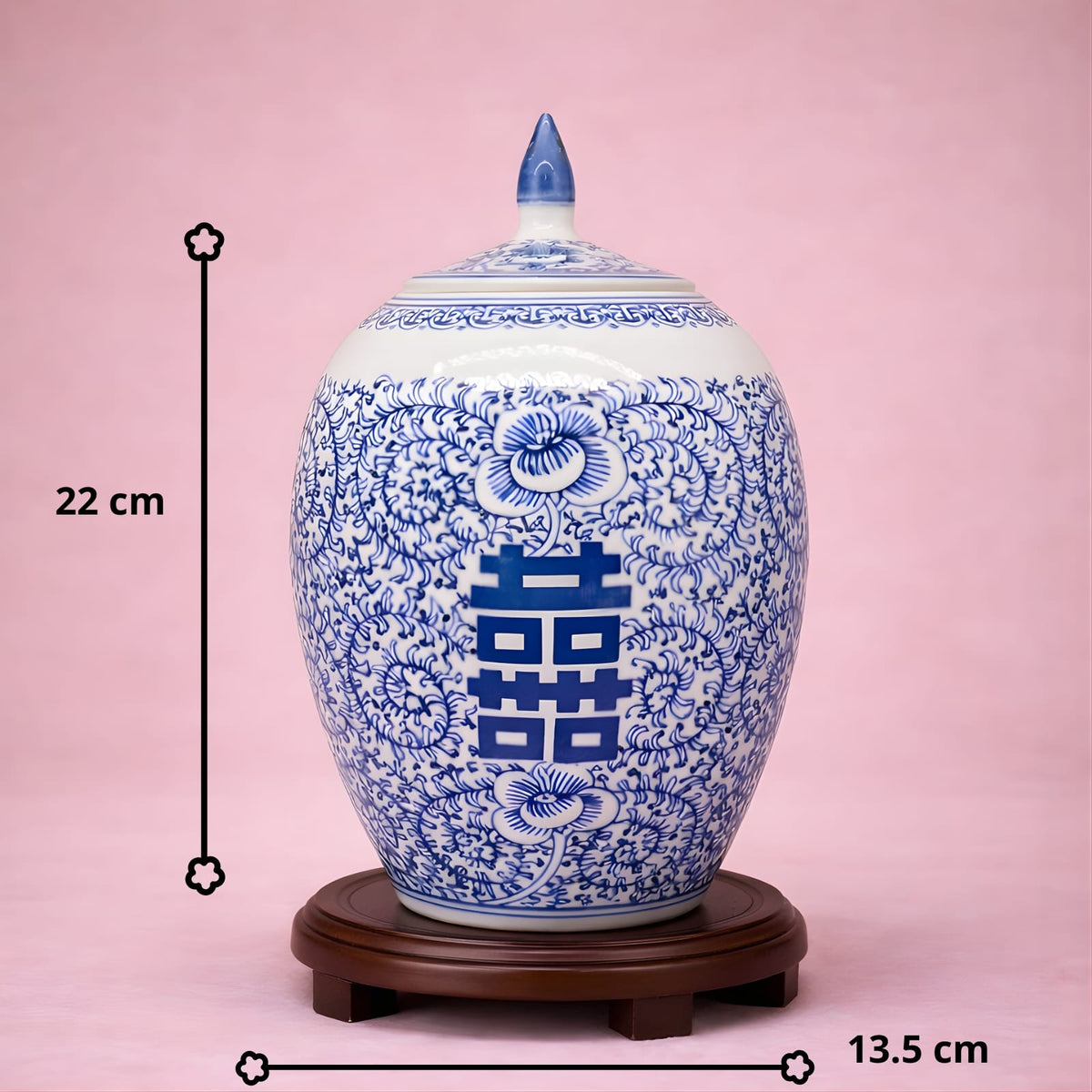 Petit vase chinois bleu en céramique et porcelaine