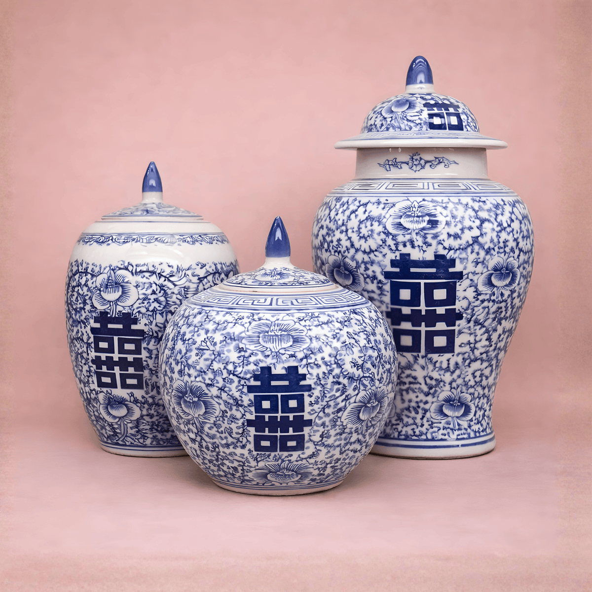 Petit vase chinois bleu en céramique et porcelaine