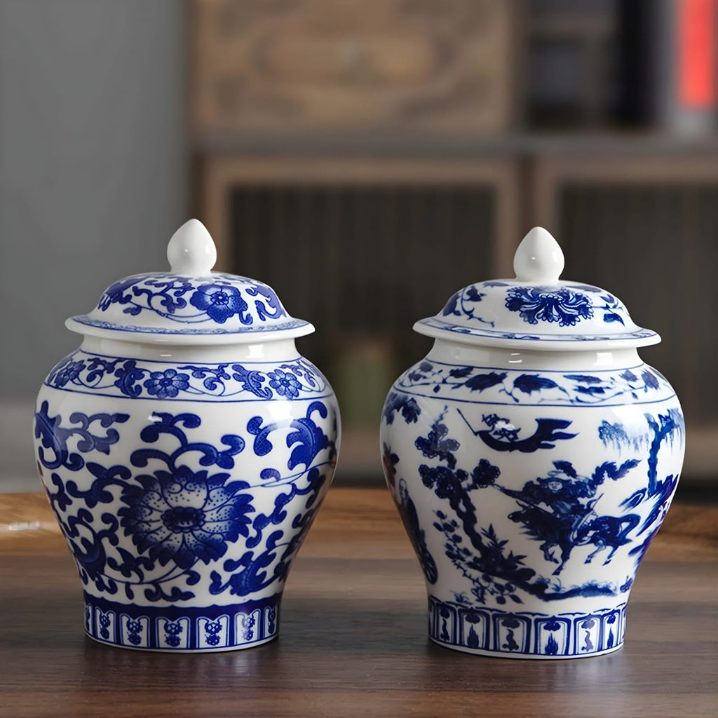 Petit vase chinois en céramique bleu et blanc