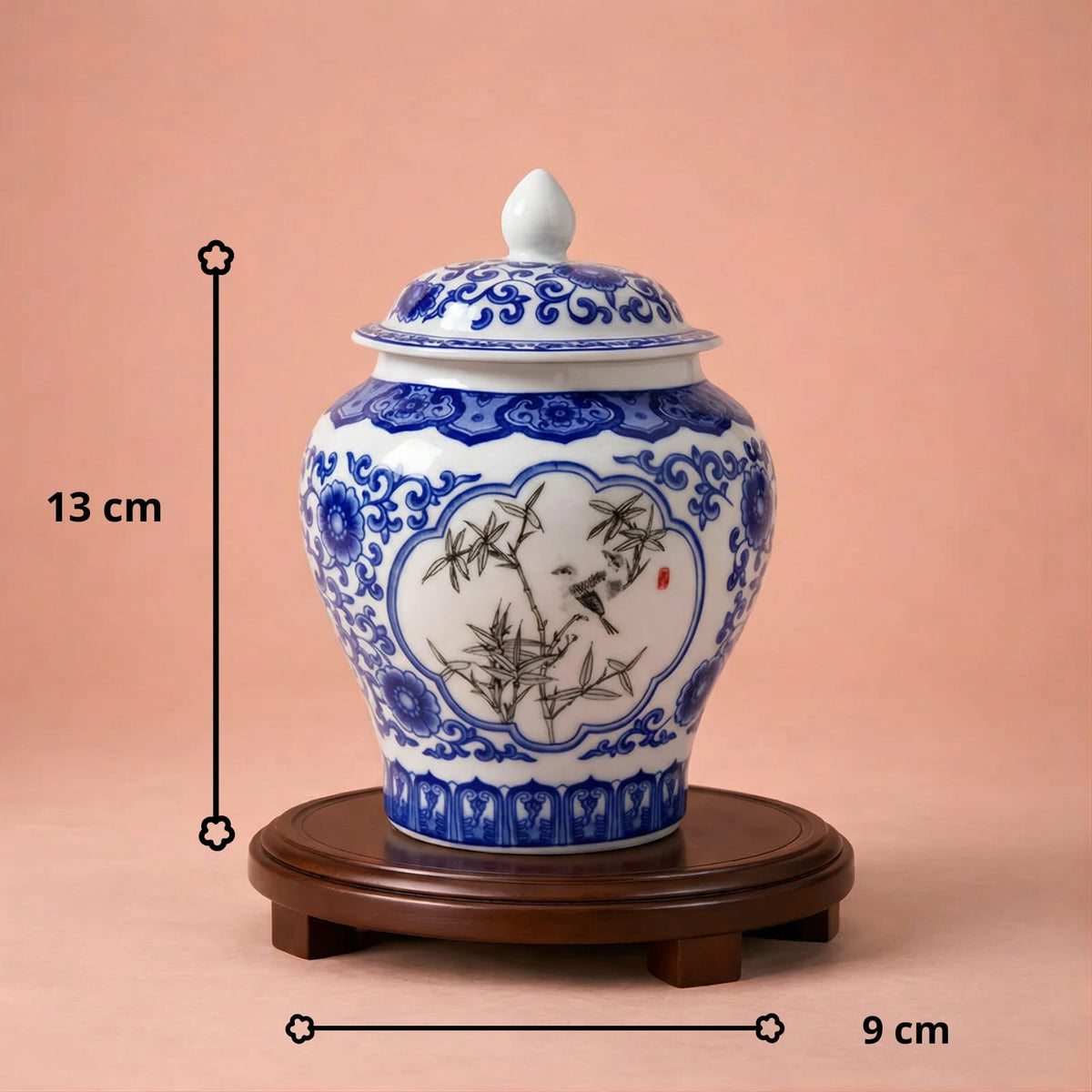 Petit vase chinois en céramique bleu et blanc