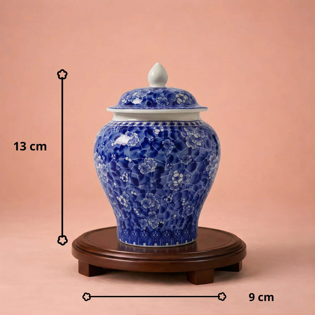 Petit vase chinois en céramique bleu et blanc