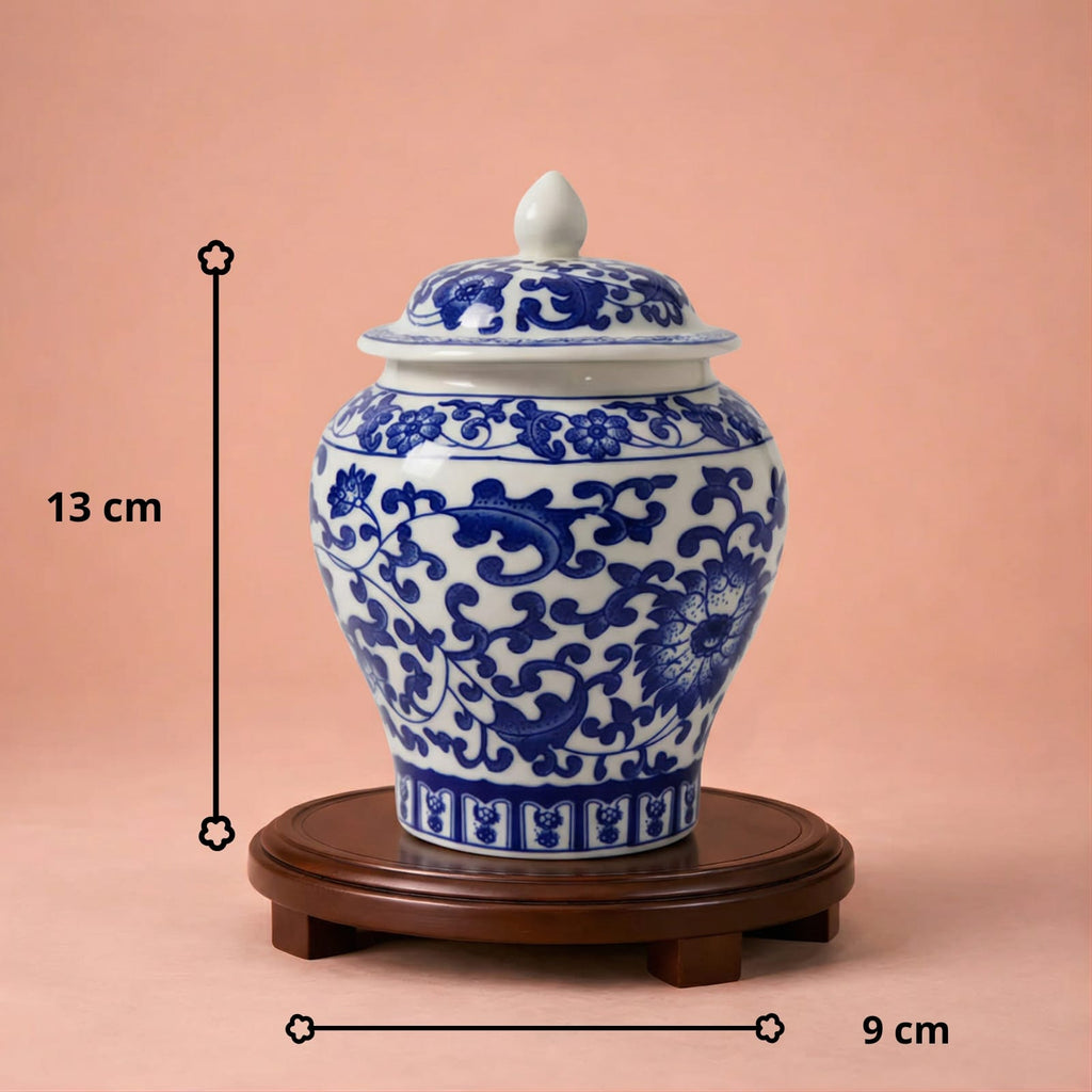Petit vase chinois en céramique bleu et blanc