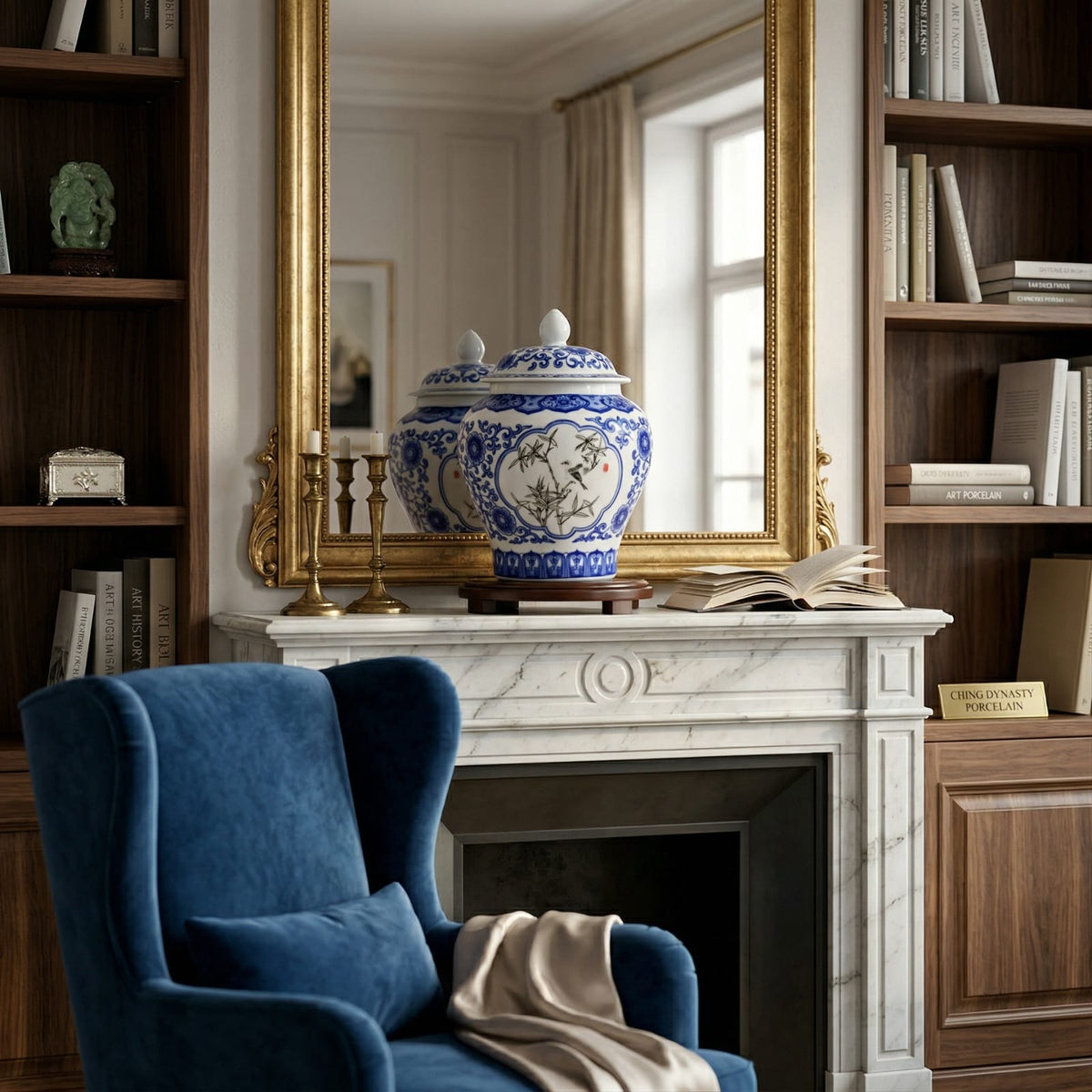 Petit vase chinois en céramique bleu et blanc