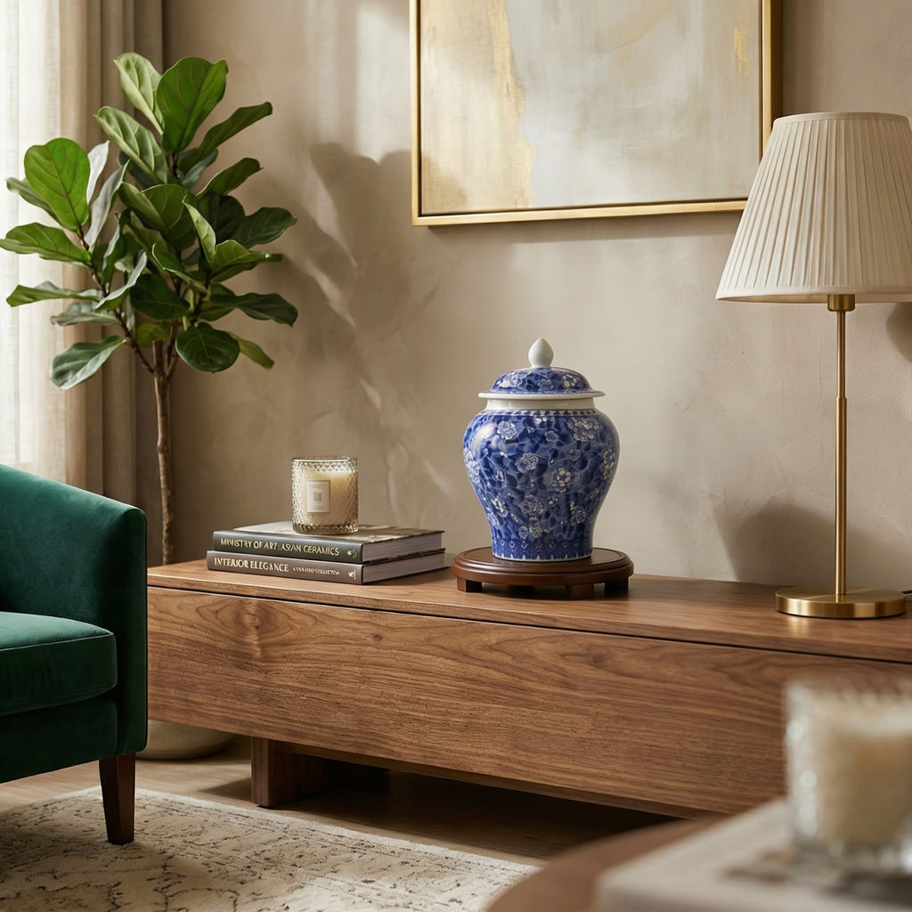 Petit vase chinois en céramique bleu et blanc
