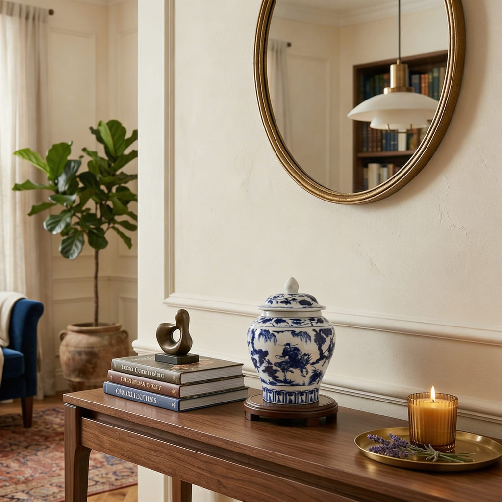 Petit vase chinois en céramique bleu et blanc