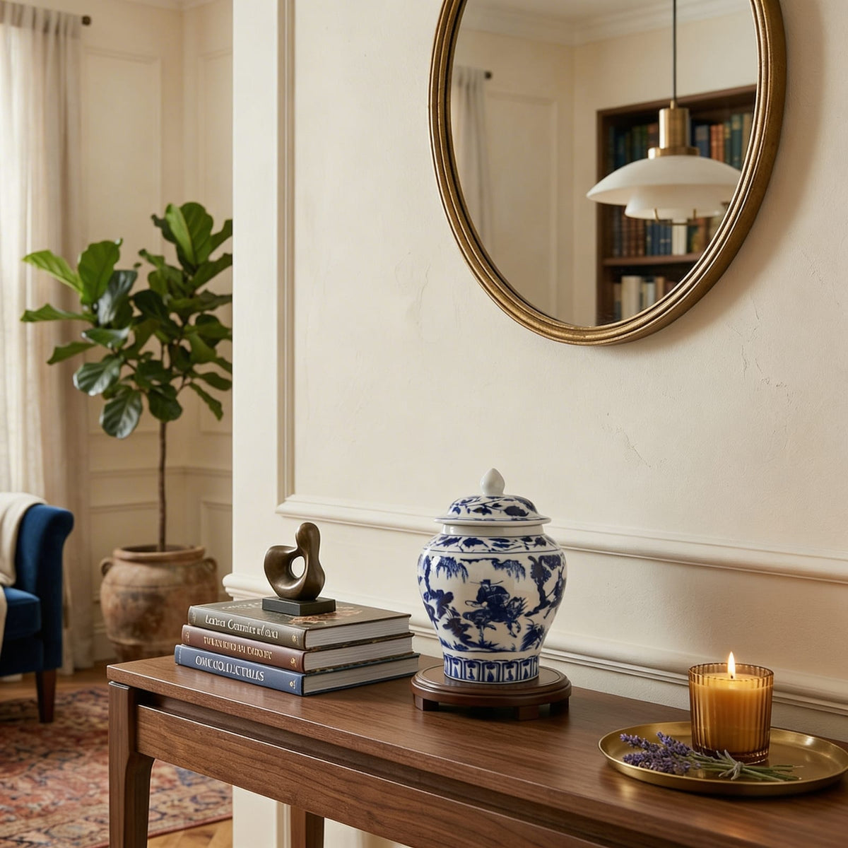 Petit vase chinois en céramique bleu et blanc