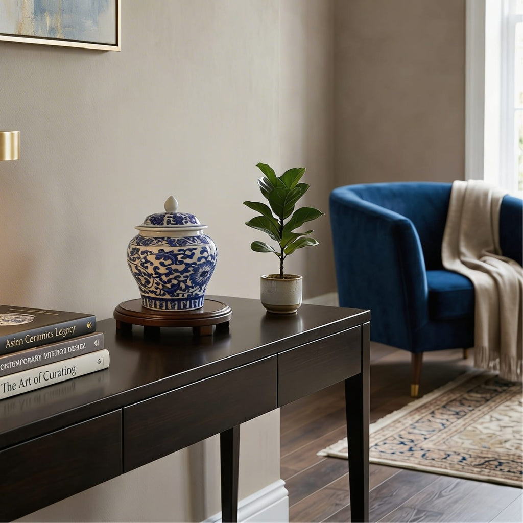 Petit vase chinois en céramique bleu et blanc