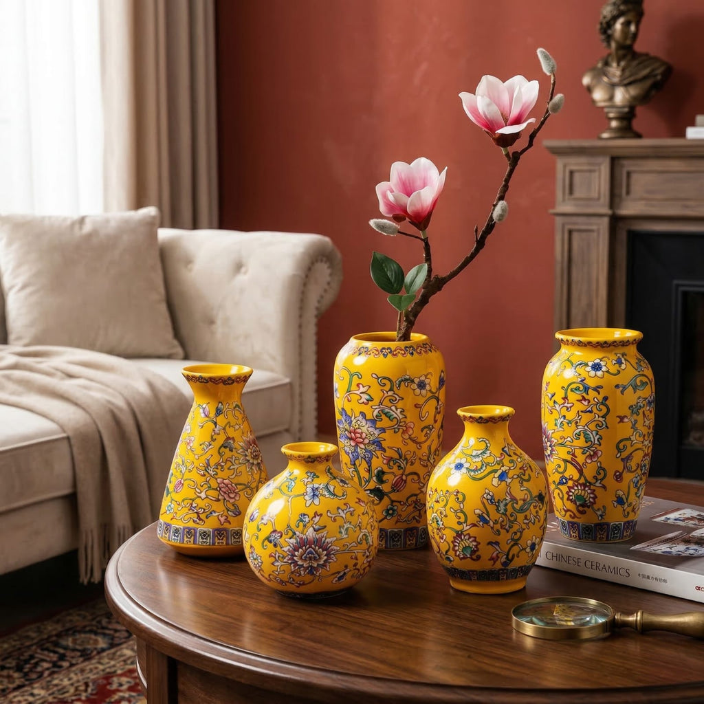 Petit vase chinois en porcelaine émaillée