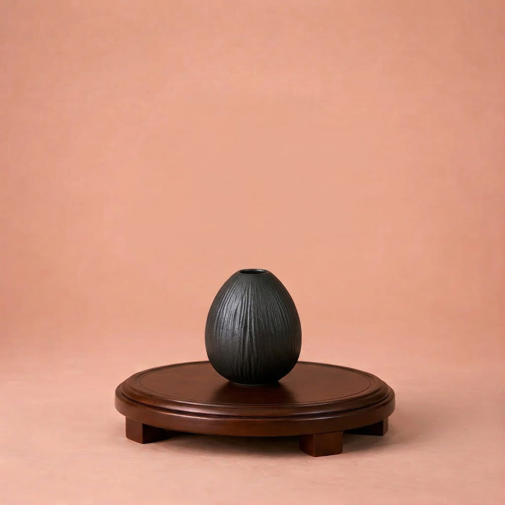 Petit vase de plante noir en céramique