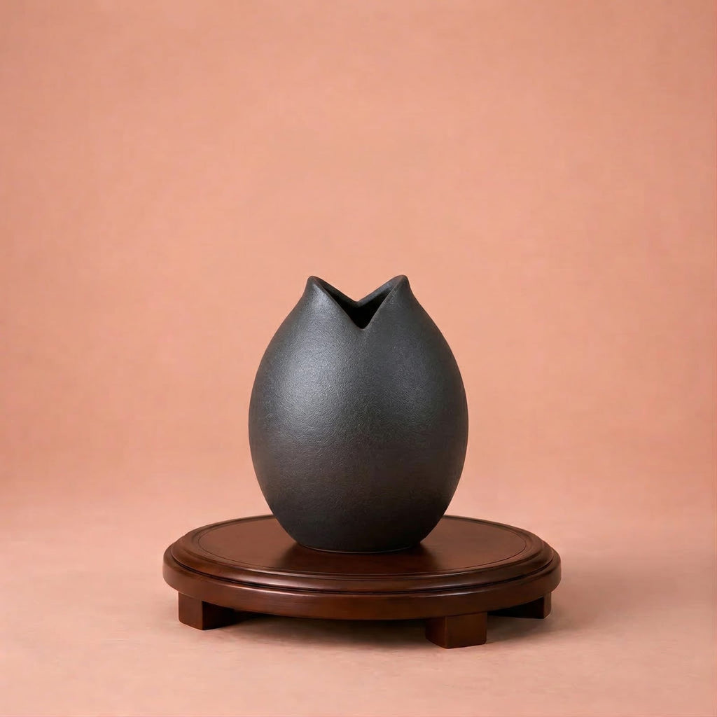 Petit vase de plante noir en céramique