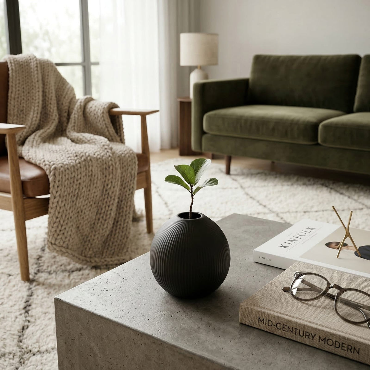 Petit vase de plante noir en céramique