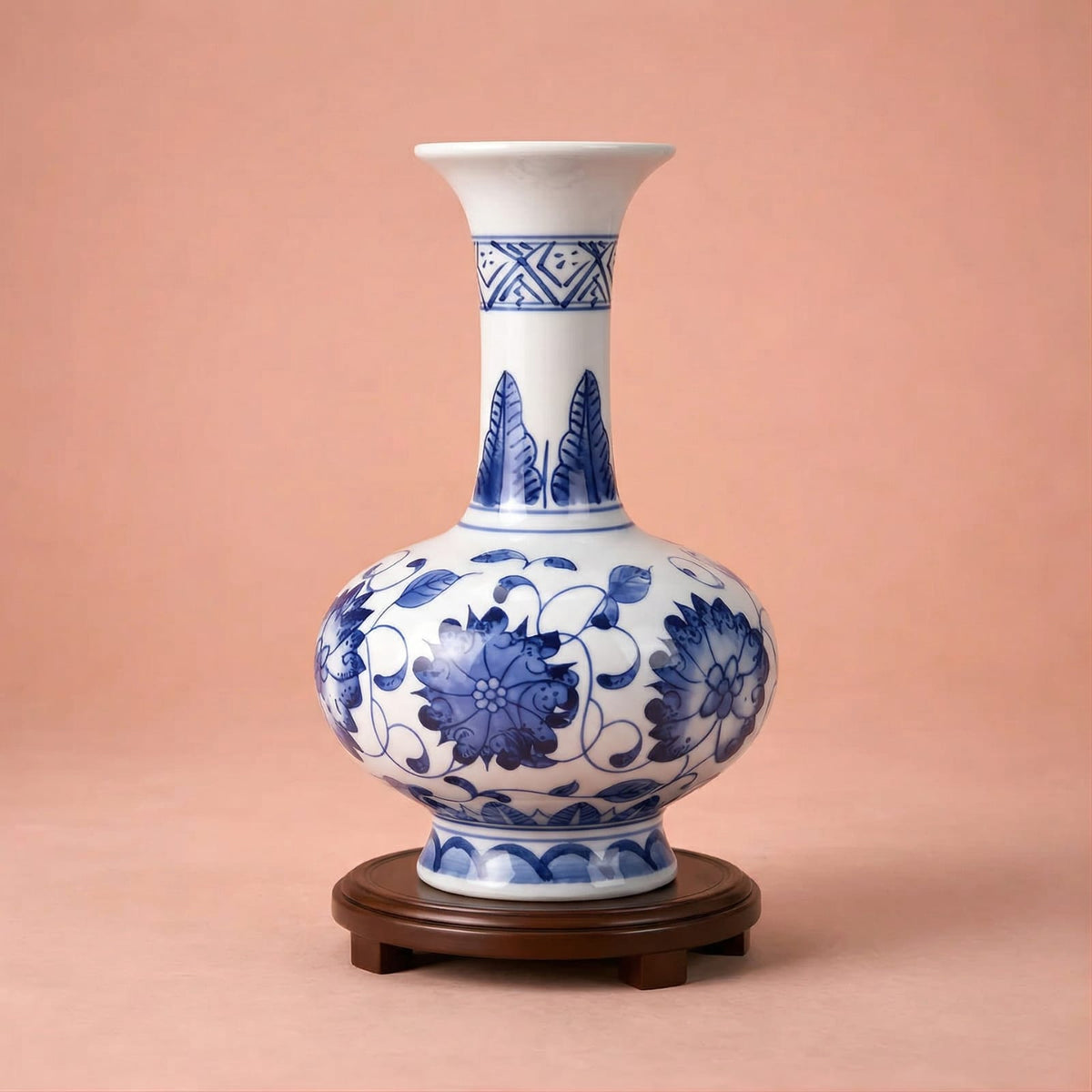 Petit vase décoratif bleu et blanc