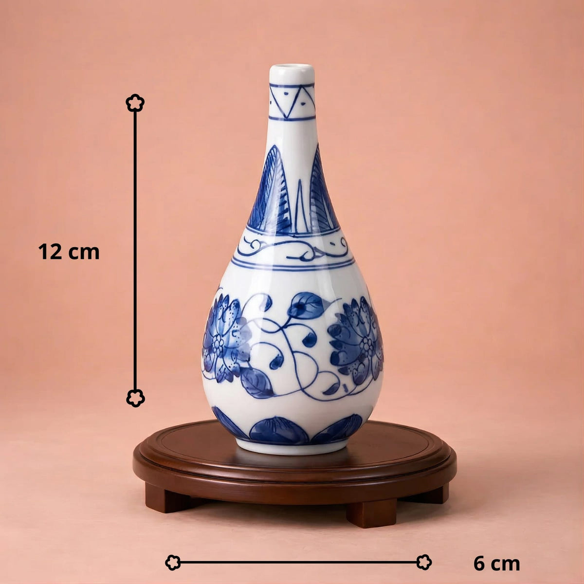 Petit vase décoratif bleu et blanc