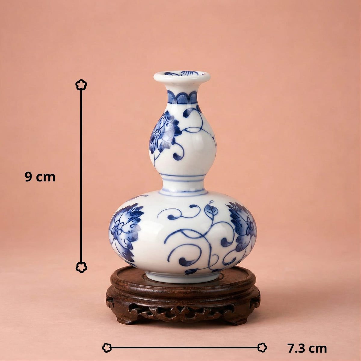 Petit vase décoratif bleu et blanc