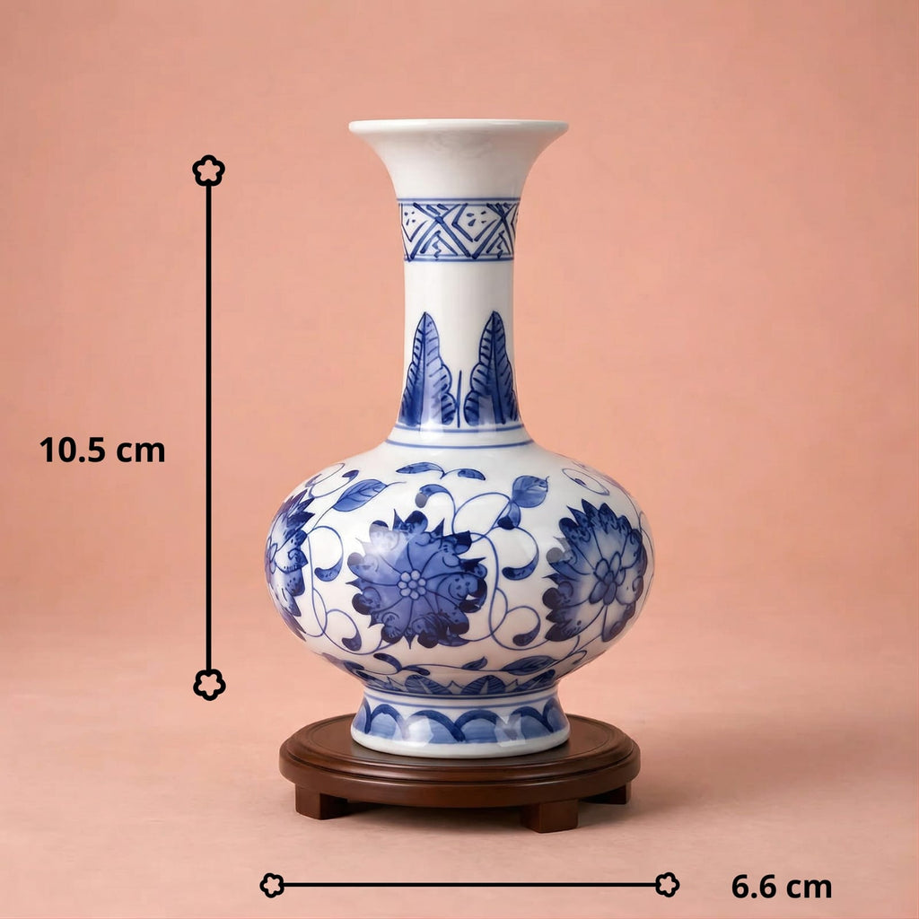 Petit vase décoratif bleu et blanc